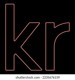 Neon krone of Denmark Danish krone red color vector illustration image flat style light