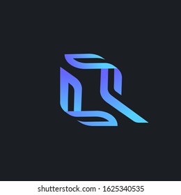 neon L, R, P initial modern logo template