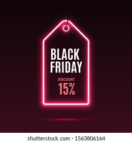 Neon label. Black friday at a discount. EPS10 vector.