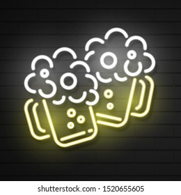 Neon lager beer Icon. Vector beer. 