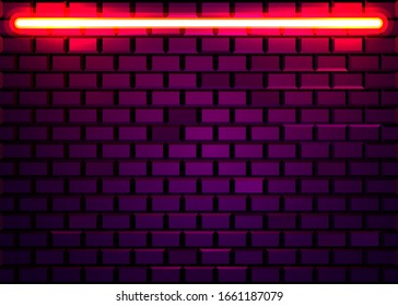 Neonlampenrahmen auf Backsteinwand-Hintergrund. Las Vegas Konzept. Vektorillustration.