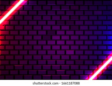 Marco neón sobre fondo de pared de ladrillo. Concepto de Las Vegas. Ilustración vectorial.