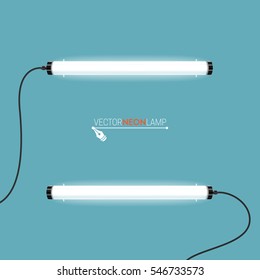 Neon lamp. Lighting neon tubes. Vector illustration for your design.