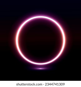 Neon lamp, purple neon circle, glowing circle, pink neon vector illustration.