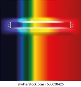 Neon lamp with visible spectrum from red to blue