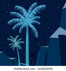 neon landscape retro vector ilustration