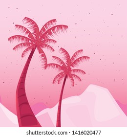 neon landscape retro vector ilustration