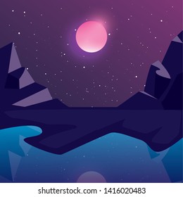 neon landscape retro vector ilustration
