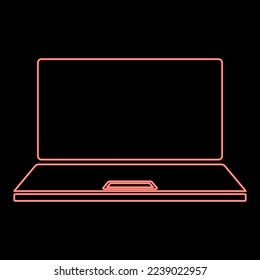 Neon laptop red color vector illustration image flat style light