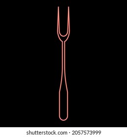Neon large fork red color vector illustration flat style light image