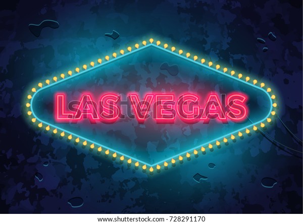 Neon Las Vegas Sign On Urban Stock Vector (Royalty Free) 728291170