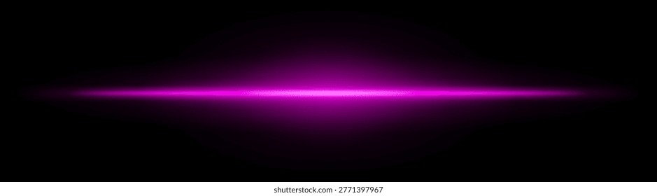 Neon laser beam. Magenta horizontal light streak with intense glow blur, radiant core line across dark background, minimal sci fi style, luminous flare effect, abstract energy wave, soft bloom aura.