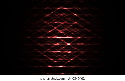 Líneas brillantes de láser neón sobre fondo vectorial negro. Concepto de diseño de rejilla de energía neón, fondo de vector oscuro futurista abstracto rojo.
