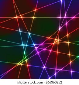 Neon laser grid with random beams for disco show or party 