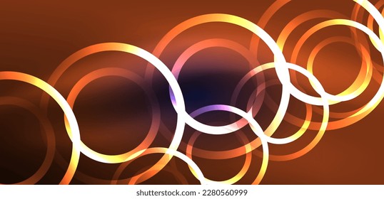 Líneas láser neón, círculos ondas fondo abstracto. Muestra de luz de neón o láser, impulso eléctrico, líneas de alimentación, impulso de energía cuántica tecno, líneas dinámicas mágicas brillantes