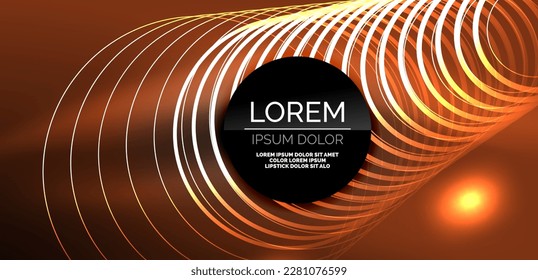 Líneas láser neón, círculos ondas fondo abstracto. Muestra de luz de neón o láser, impulso eléctrico, líneas de alimentación, impulso de energía cuántica tecno, líneas dinámicas mágicas brillantes