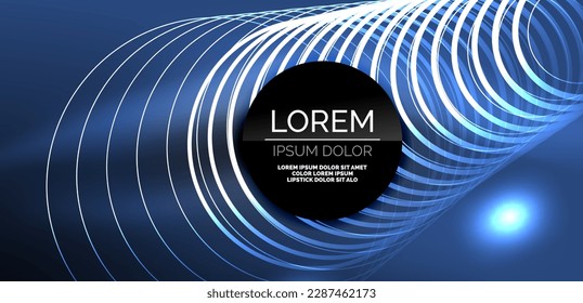 Neonlaserlinien, Kreise Wellen abstrakter Hintergrund. Neonlicht- oder Lasershow, elektrische Impulse, Stromleitungen, Techno-Quantenenergieimpuls, magische, dynamische Linien