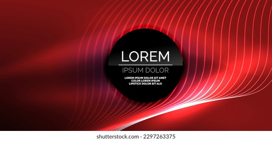 Líneas láser neón, círculos ondas fondo abstracto. Muestra de luz de neón o láser, impulso eléctrico, líneas de alimentación, impulso de energía cuántica tecno, líneas dinámicas mágicas brillantes