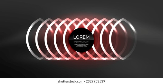 Líneas láser neón, círculos ondas fondo abstracto. Muestra de luz de neón o láser, impulso eléctrico, líneas de alimentación, impulso de energía cuántica tecno, líneas dinámicas mágicas brillantes