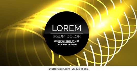 Neonlaserlinien, Kreise Wellen abstrakter Hintergrund. Neonlicht- oder Lasershow, elektrische Impulse, Stromleitungen, Techno-Quantenenergieimpuls, magische, dynamische Linien