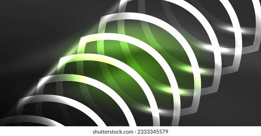 Neonlaserlinien, Kreise Wellen abstrakter Hintergrund. Neonlicht- oder Lasershow, elektrische Impulse, Stromleitungen, Techno-Quantenenergieimpuls, magische, dynamische Linien