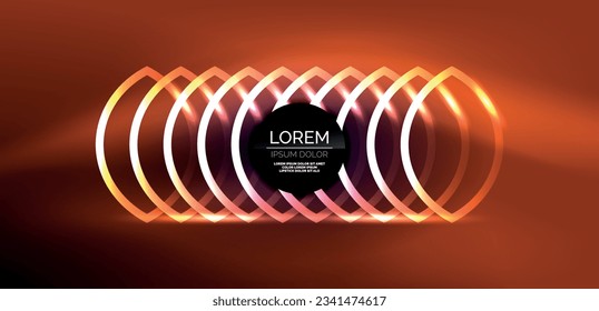 Líneas láser neón, círculos ondas fondo abstracto. Muestra de luz de neón o láser, impulso eléctrico, líneas de alimentación, impulso de energía cuántica tecno, líneas dinámicas mágicas brillantes