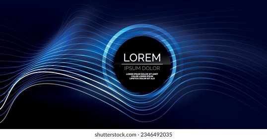 Neonlaserlinien, Kreise Wellen abstrakter Hintergrund. Neonlicht- oder Lasershow, elektrische Impulse, Stromleitungen, Techno-Quantenenergieimpuls, magische, dynamische Linien