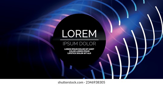 Líneas láser neón, círculos ondas fondo abstracto. Muestra de luz de neón o láser, impulso eléctrico, líneas de alimentación, impulso de energía cuántica tecno, líneas dinámicas mágicas brillantes