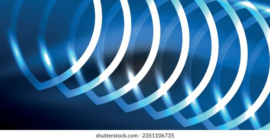 Neonlaserlinien, Kreise Wellen abstrakter Hintergrund. Neonlicht- oder Lasershow, elektrische Impulse, Stromleitungen, Techno-Quantenenergieimpuls, magische, dynamische Linien