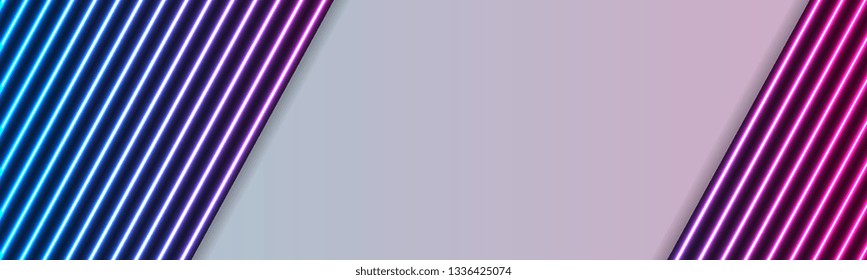 Neon laser stripes abstract tech banner design. Vector design