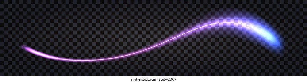 Neon laser wave swirl; glowing light effect  Electric wavy trail; thunder bolt; cyber futuristic divider border  purple   blue laser beam isolated  Vector illustration