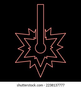 Neon laser working Laser line spark Welding symbol Engraving concept Laser engraving burst cut red color vector illustration image flat style light