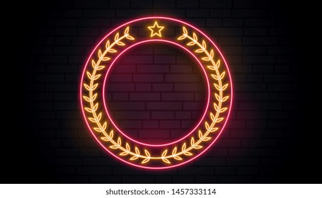 neon laurel wreath sign background