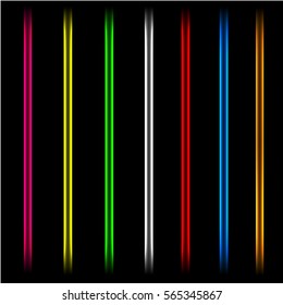 Neon lazer tube light lines. Isolated illustration