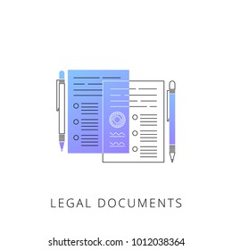 Neon legal documents vector line icon isolated on white background. Legal documents line icon for infographic, website or app.