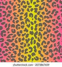 Neon leopard seamless pattern. Bright colored spotted background. Vector animal print