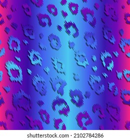 Neon leopard seamless pattern. Bright colored spotted background. Vector rainbow animal print.