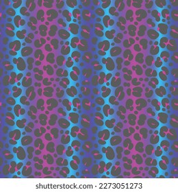 Neon leopard seamless pattern. Bright colored spotted background. Vector rainbow animal print