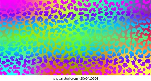Neon leopard seamless pattern. Rainbow-colored spotted background. Vector animal print. Wallpaper.