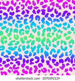Neon leopard seamless pattern. Rainbow-colored spotted background. Vector animal print