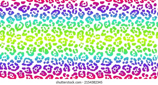 Neon leopard seamless pattern. Rainbow-colored spotted background. Vector animal print.