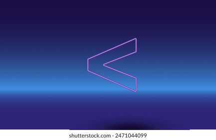 Neon less symbol on a gradient blue background. The isolated symbol is located in the bottom center. Gradient blue with light blue skyline