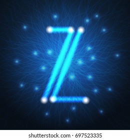 Neon Letter Capital Alphabet Text Lettering Vector Illustration
