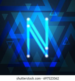 Neon Letter Capital Alphabet Text Lettering Vector Illustration