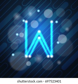 Neon Letter Capital Alphabet Text Lettering Vector Illustration