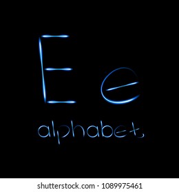 neon letter e, vector illustration, eps10
