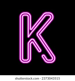 Neon letter K on dark background, vector illustration