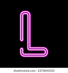 Neon letter L on dark background, vector illustration