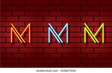 Neon Letter M initial based letter icon logo 