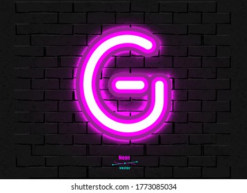 Neon letter on a brick vector backround. Contains mesh